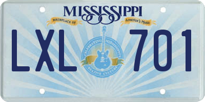 MS license plate LXL701