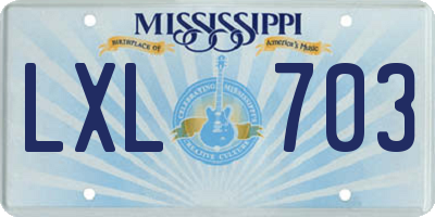 MS license plate LXL703