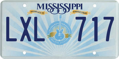 MS license plate LXL717
