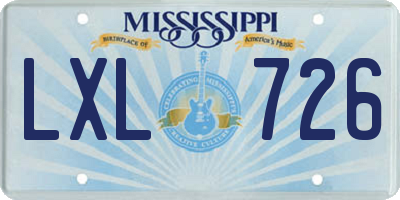 MS license plate LXL726
