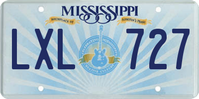 MS license plate LXL727