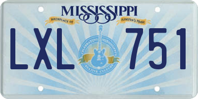 MS license plate LXL751