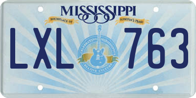 MS license plate LXL763