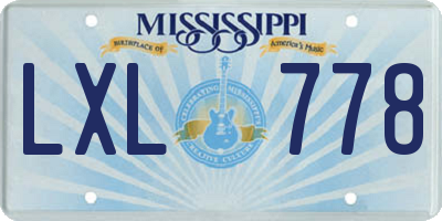 MS license plate LXL778
