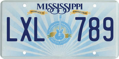 MS license plate LXL789