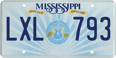 MS license plate LXL793