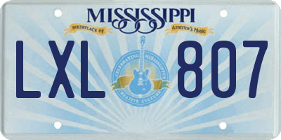 MS license plate LXL807