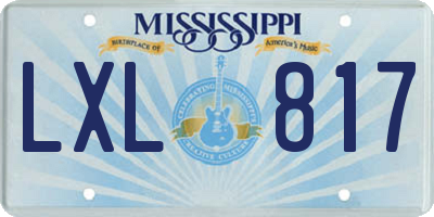 MS license plate LXL817