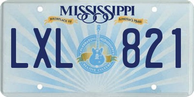 MS license plate LXL821