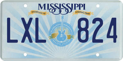 MS license plate LXL824