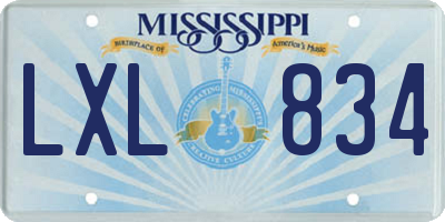 MS license plate LXL834