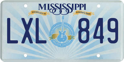 MS license plate LXL849