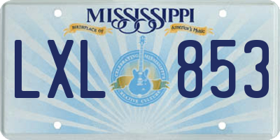 MS license plate LXL853