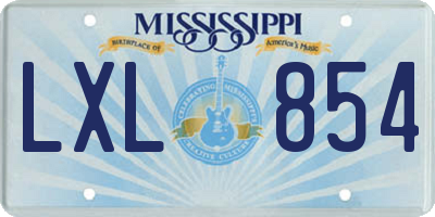 MS license plate LXL854