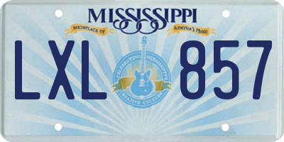 MS license plate LXL857