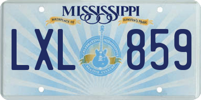 MS license plate LXL859