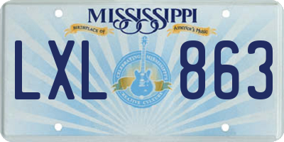 MS license plate LXL863