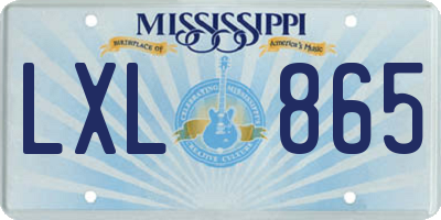 MS license plate LXL865