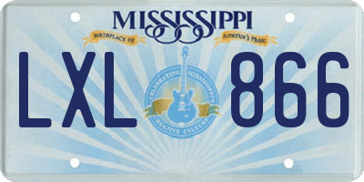 MS license plate LXL866