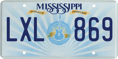 MS license plate LXL869