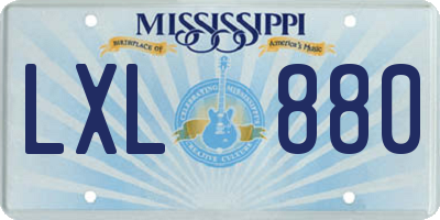 MS license plate LXL880