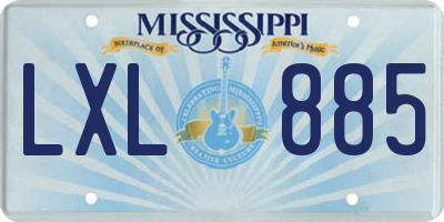MS license plate LXL885