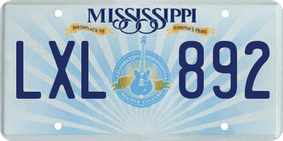 MS license plate LXL892