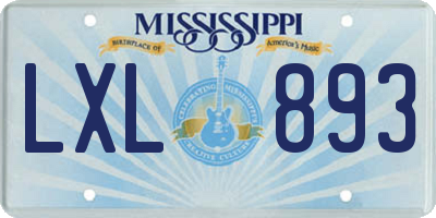 MS license plate LXL893