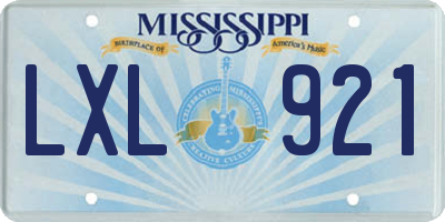 MS license plate LXL921