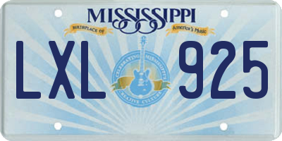 MS license plate LXL925