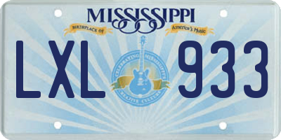 MS license plate LXL933