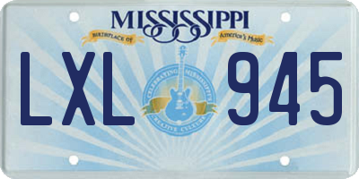MS license plate LXL945