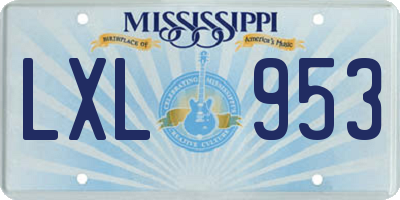 MS license plate LXL953