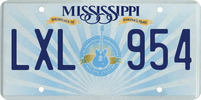 MS license plate LXL954