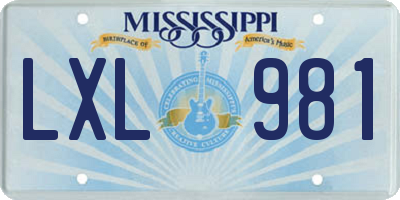 MS license plate LXL981