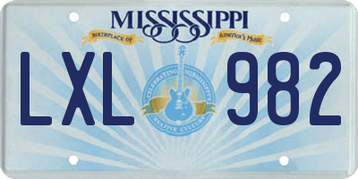 MS license plate LXL982