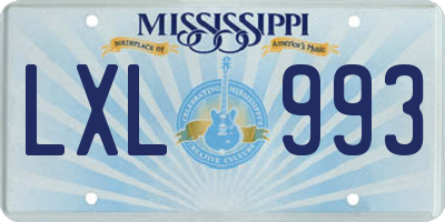 MS license plate LXL993