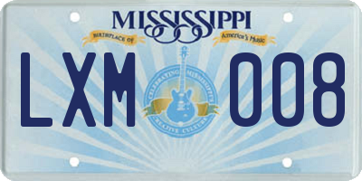 MS license plate LXM008