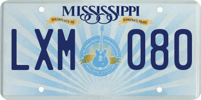 MS license plate LXM080