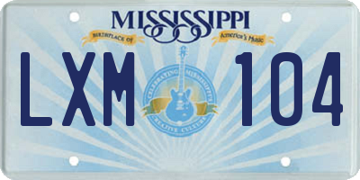 MS license plate LXM104