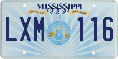 MS license plate LXM116