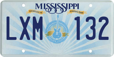MS license plate LXM132