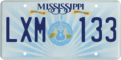 MS license plate LXM133