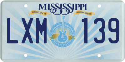 MS license plate LXM139