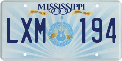 MS license plate LXM194