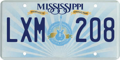 MS license plate LXM208