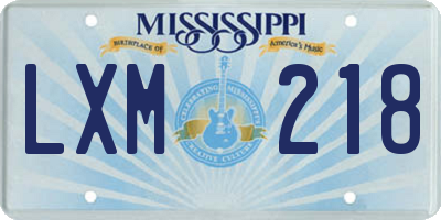 MS license plate LXM218