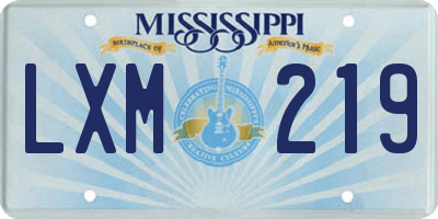 MS license plate LXM219