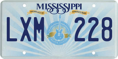 MS license plate LXM228