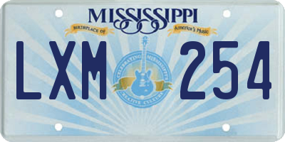 MS license plate LXM254